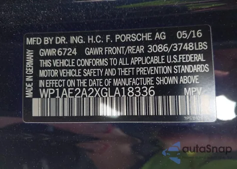 2016 Porsche Cayenne E-Hybrid S z USA, uszkodzony, nr VIN WP1AE2A2XGLA18336